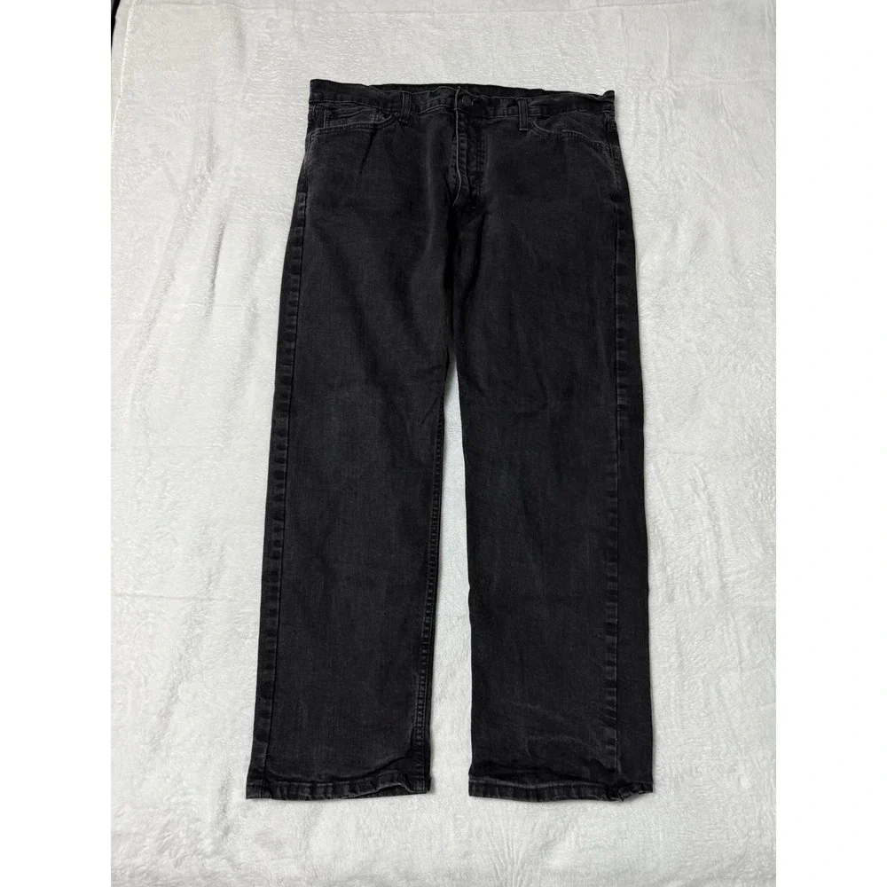 Levis 505 Jeans Mens 36x28‎ Black Regular Straight Mid Rise Dark Wash
